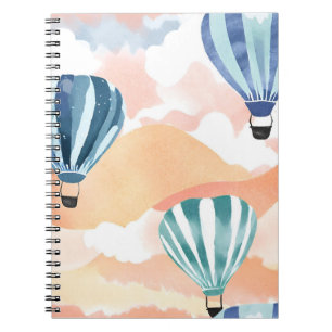 Hot Air Balloons Pastel Watercolor Notebook