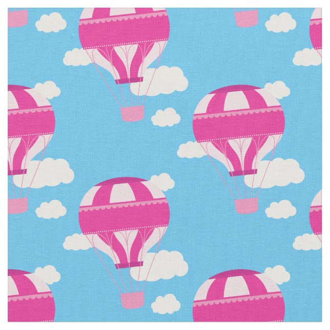 Hot Air Balloons Pink Fabric (Close Up)