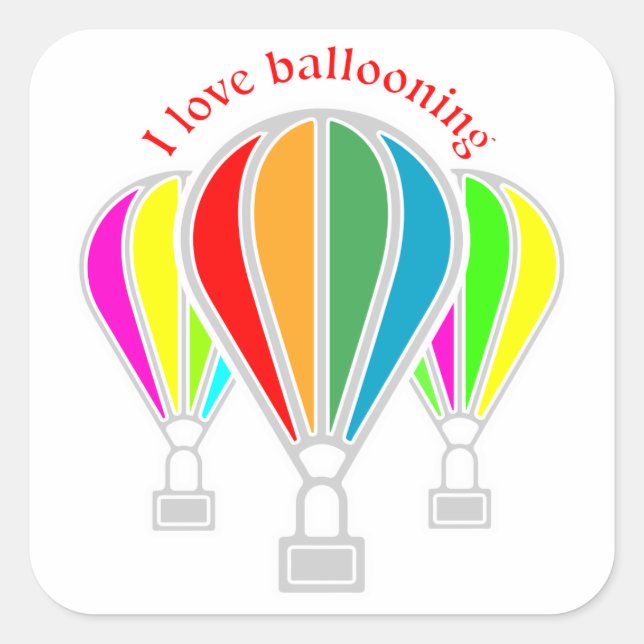 Hot air balloons square sticker (Front)