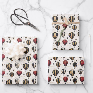 Hot Air Balloons & Stars Wrapping Paper Sheet