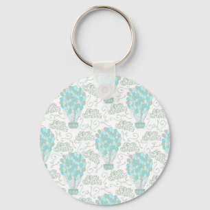 Hot air balloons turquoise blue nursery decor key ring