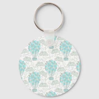 Hot air balloons turquoise blue nursery decor key ring