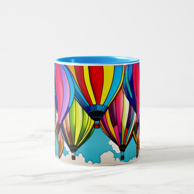 Hot Air Balloons Two-Tone Coffee Mug (Center)