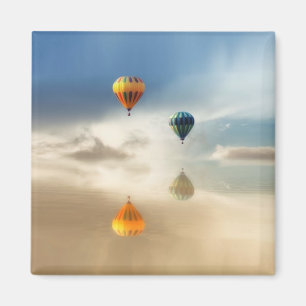 Hot Air Balloons Water Reflection Magnet