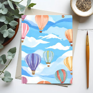 Hot Air Balloons Watercolor Painting Postcard