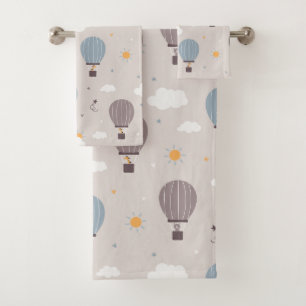 Hot Air Balloons With Animals Bath Towel Set