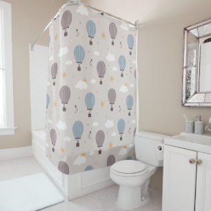 Hot Air Balloons With Animals Shower Curtain