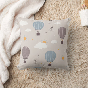 Hot Air Balloons With Animals Throw Pillow