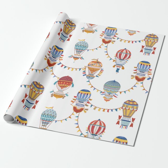Hot Air Balloons Wrapping Paper (Unrolled)