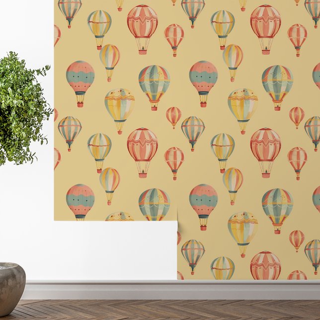 Hot Air Balloons Yellow Baby's Room Nursery Wallpaper (Creator Uploaded)