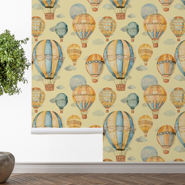 Hot Air Balloons Yellow Baby's Room Nursery Wallpaper (Creator Uploaded)