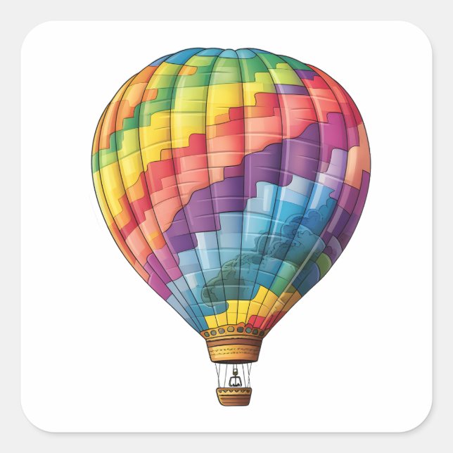 Hot Air Rainbow Balloon Square Sticker (Front)