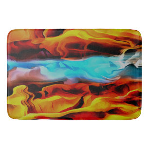 Hot And Cold Elements Acrylic Pour Abstract Bath Mat