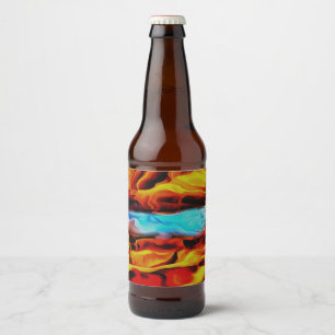 Hot And Cold Elements Acrylic Pour Abstract Beer Bottle Label