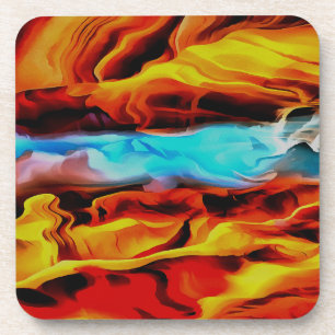 Hot And Cold Elements Acrylic Pour Abstract Coaster