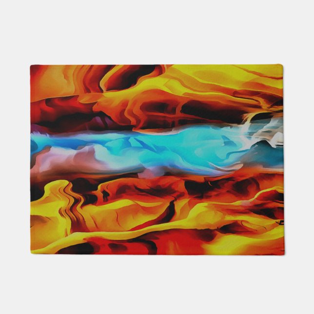Hot And Cold Elements Acrylic Pour Abstract  Doormat (Front)