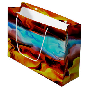 Hot And Cold Elements Acrylic Pour Abstract  Large Gift Bag