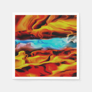 Hot And Cold Elements Acrylic Pour Abstract  Napkin