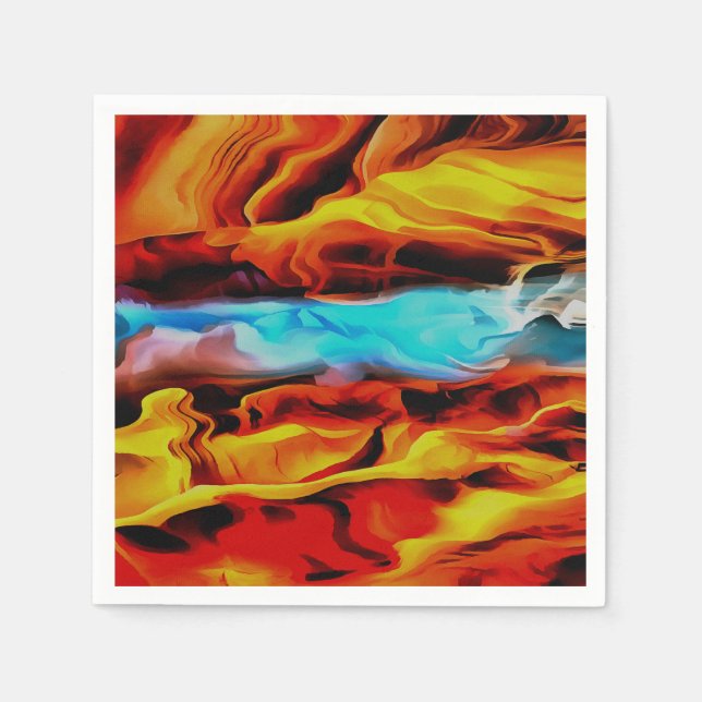 Hot And Cold Elements Acrylic Pour Abstract  Napkin (Front)