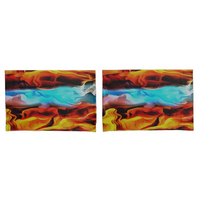 Hot And Cold Elements Acrylic Pour Abstract  Pillowcase (Front-Set)