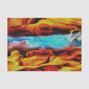 Hot And Cold Elements Acrylic Pour Abstract Tissue Paper