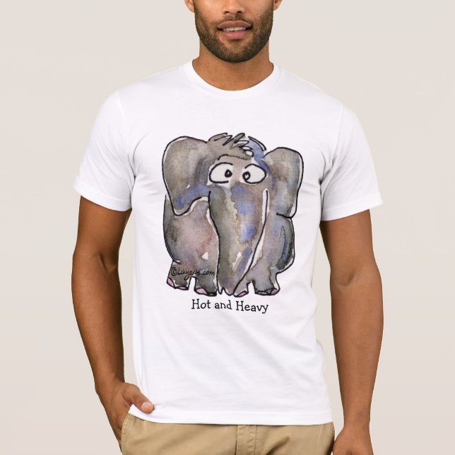 Hot and Heavy Cartoon Elephant T Shirt (Front)
