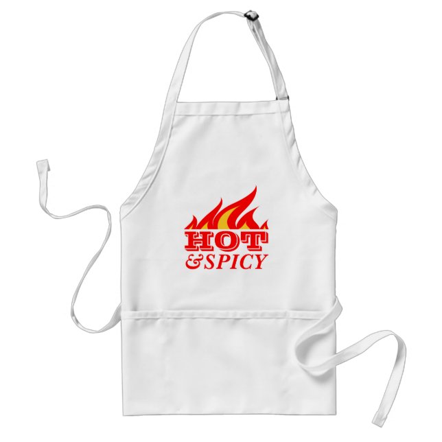 Hot and spicy BBQ apron | flaming text design (Front)