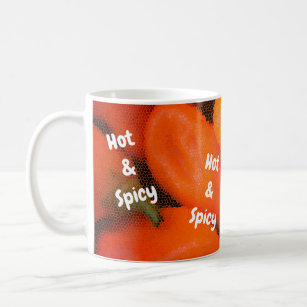 Hot and Spicy Mosaic Bright Orange Chilli Peppers Coffee Mug