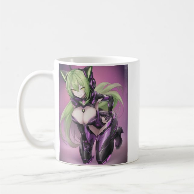 Hot Anime Android Catgirl Coffee Mug (Left)