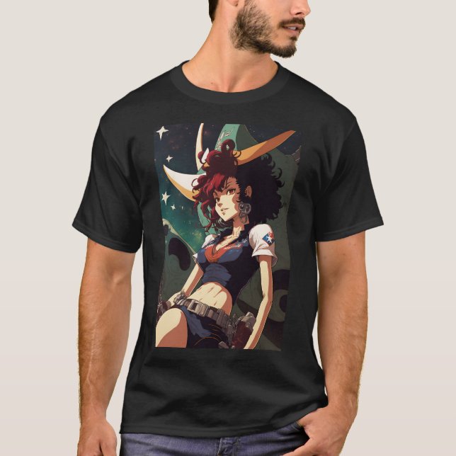 Hot Anime Girl Space Cowboy Ranger T-Shirt (Front)