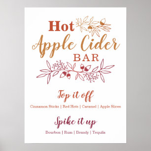 Hot Apple Cider Bar Menu Wedding Engagement Party Poster