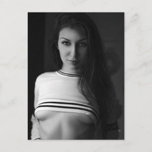 Hot ! B&W Glamour Girl Model Photo  Postcard