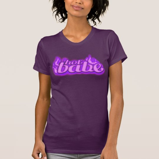 hot babe cute flame gas purple text slogan tee