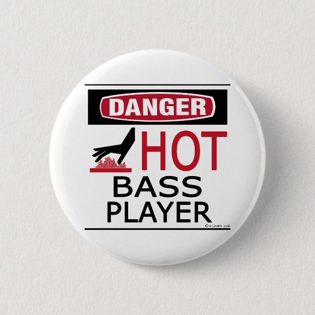 Hot Bass Player 6 Cm Round Badge (Front)