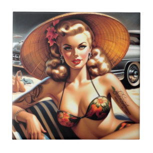 Hot Beach Pin-up Ceramic Tile