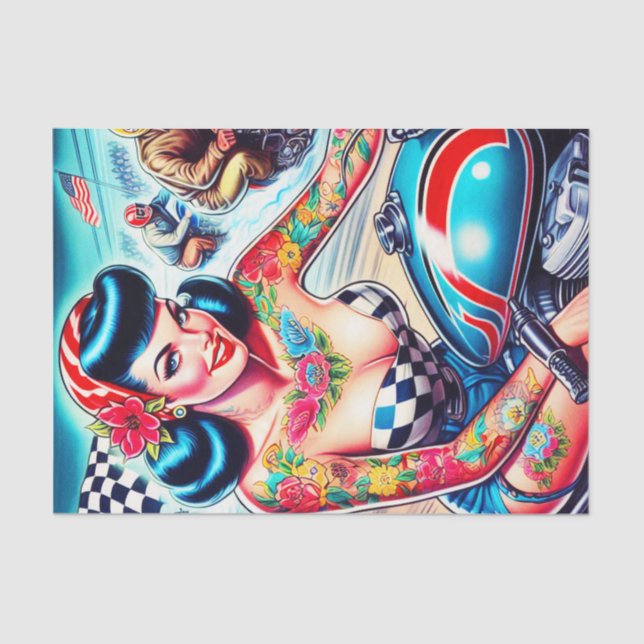 Hot Biker Pin-up Tissue Paper (Front)