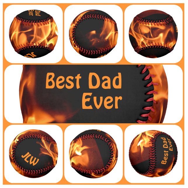 Hot Blazing Flames with Initials Baseball (Creator Uploaded)