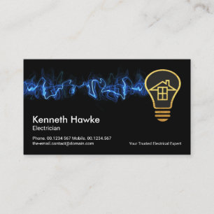 Hot Blue Electrical Lightning Bulb Home Business Card