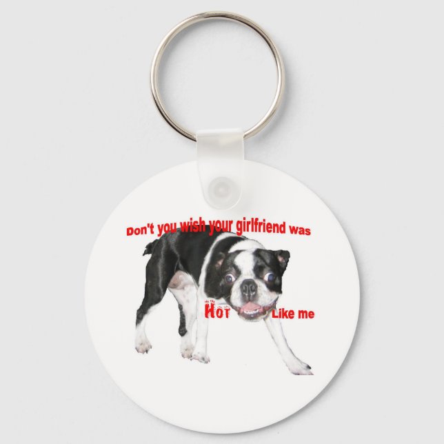 Hot Boston Terrier Key Ring (Front)