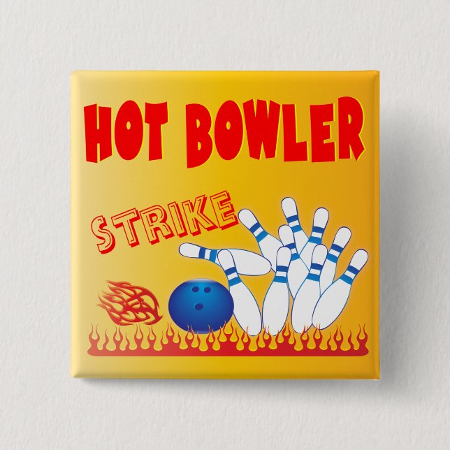 hot bowler design 15 cm square badge (Front)