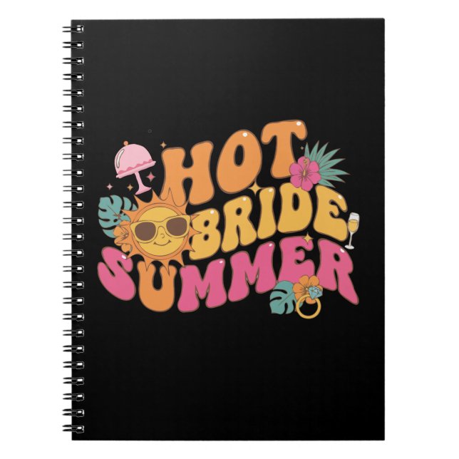 Hot Bride Summer Retro Tropical Bachelorette Party Notebook (Front)