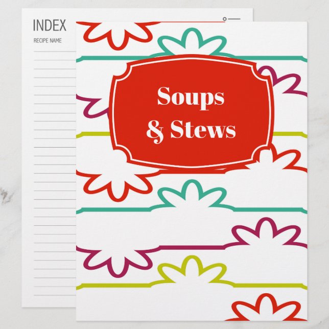 Hot & Bright Line Drawing Recipe Divider/Index (Front/Back)