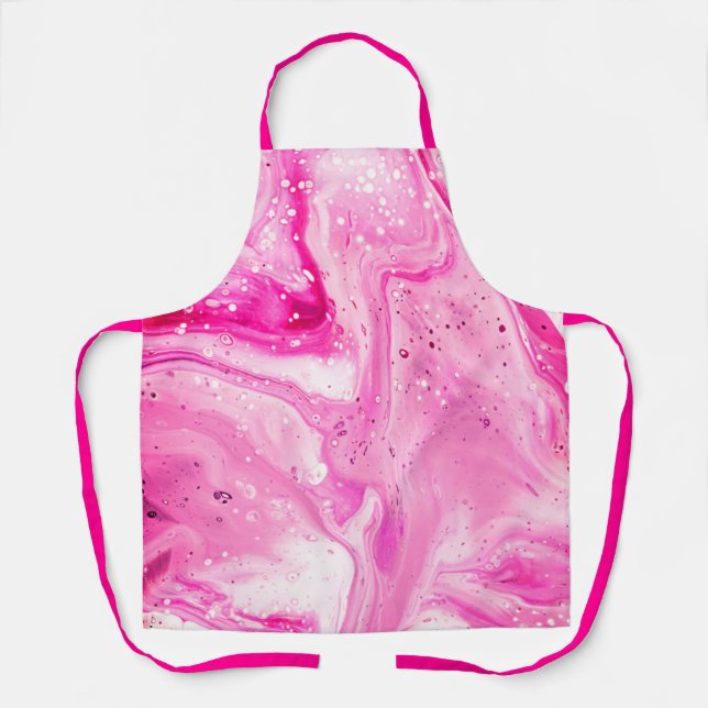 Hot Bright Pink Paint Pour Cells Apron (Front)