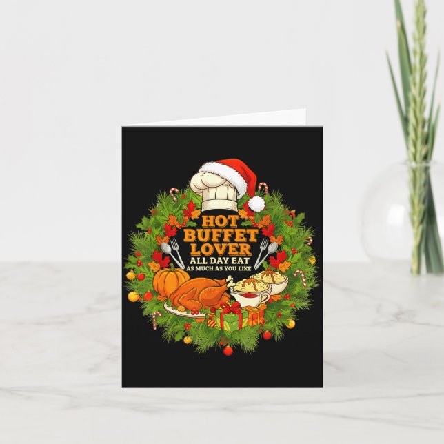 Hot Buffet Available All Day Eat Funny Holiday Foo Card (Front)
