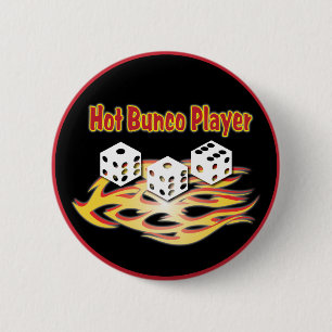 hot bunco player 6 cm round badge