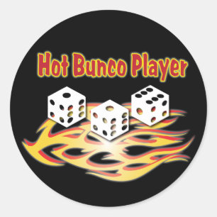 hot bunco player classic round sticker