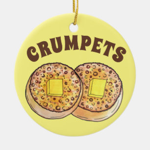 Hot Buttered Crumpets UK Cuisine British Food Ceramic Ornament