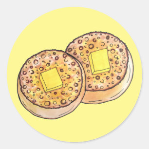 Hot Buttered Crumpets UK Cuisine British Food Classic Round Sticker