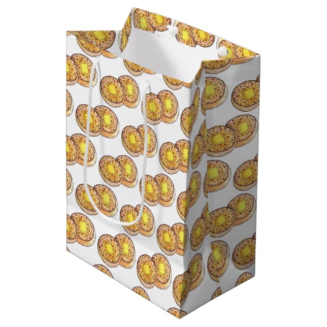 Hot Buttered Crumpets UK Cuisine British Food Medium Gift Bag (Front Angled)
