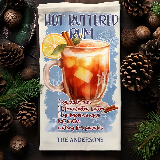 Hot Buttered Rum Christmas Cocktail Recipe Tea Towel (Creator Uploaded)